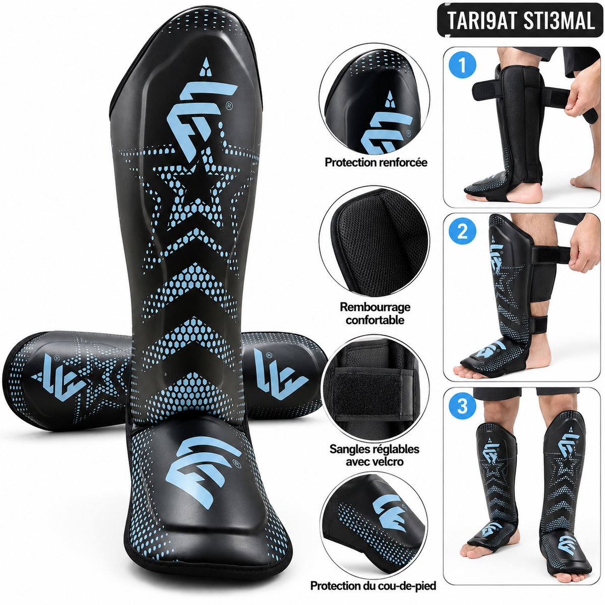 Protège-tibias avec protège-pied – Kickboxing / MMA